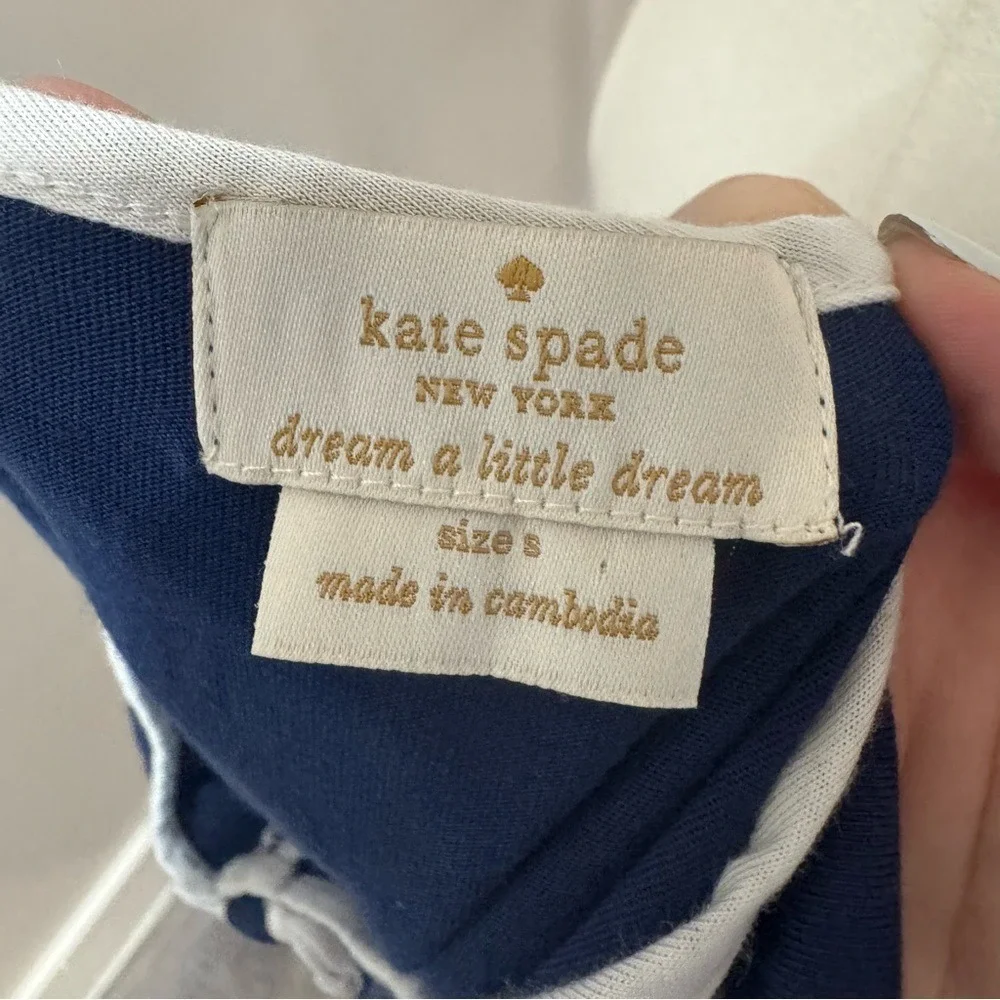 Kate Spade Navy Blue Sleeveless Bow‎ Keyhole Ruffle Hem Shift Dress Small
